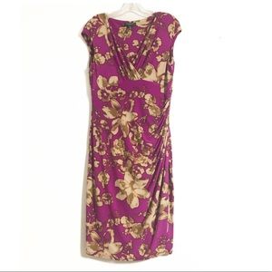 Lauren Ralph Lauren Sleeveless Gold and Purple MIDI Dress Size 12
